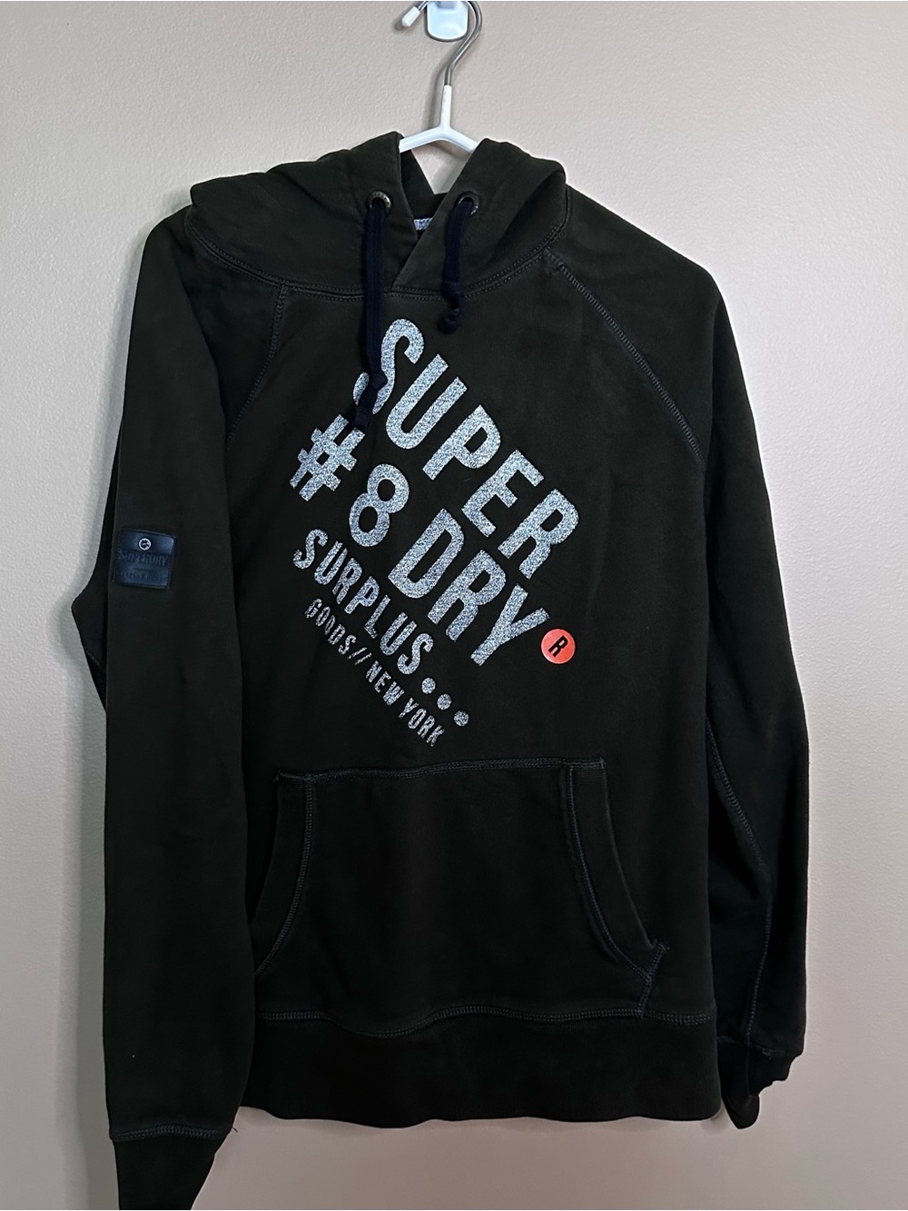 Superdry M XL Olive Green 'Super #8 Dry Surplus' Pullover Hoodie